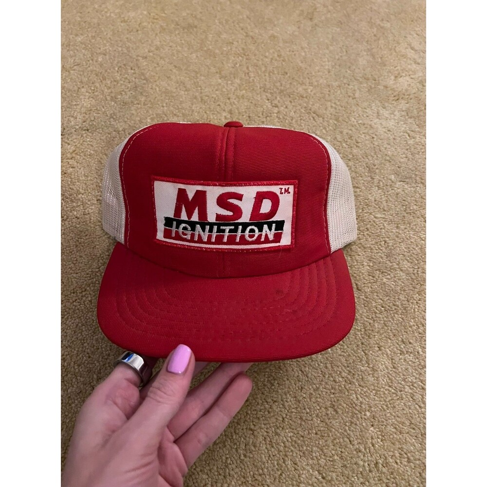 Vintage MSD Ignition Trucker Hat Red Snapback